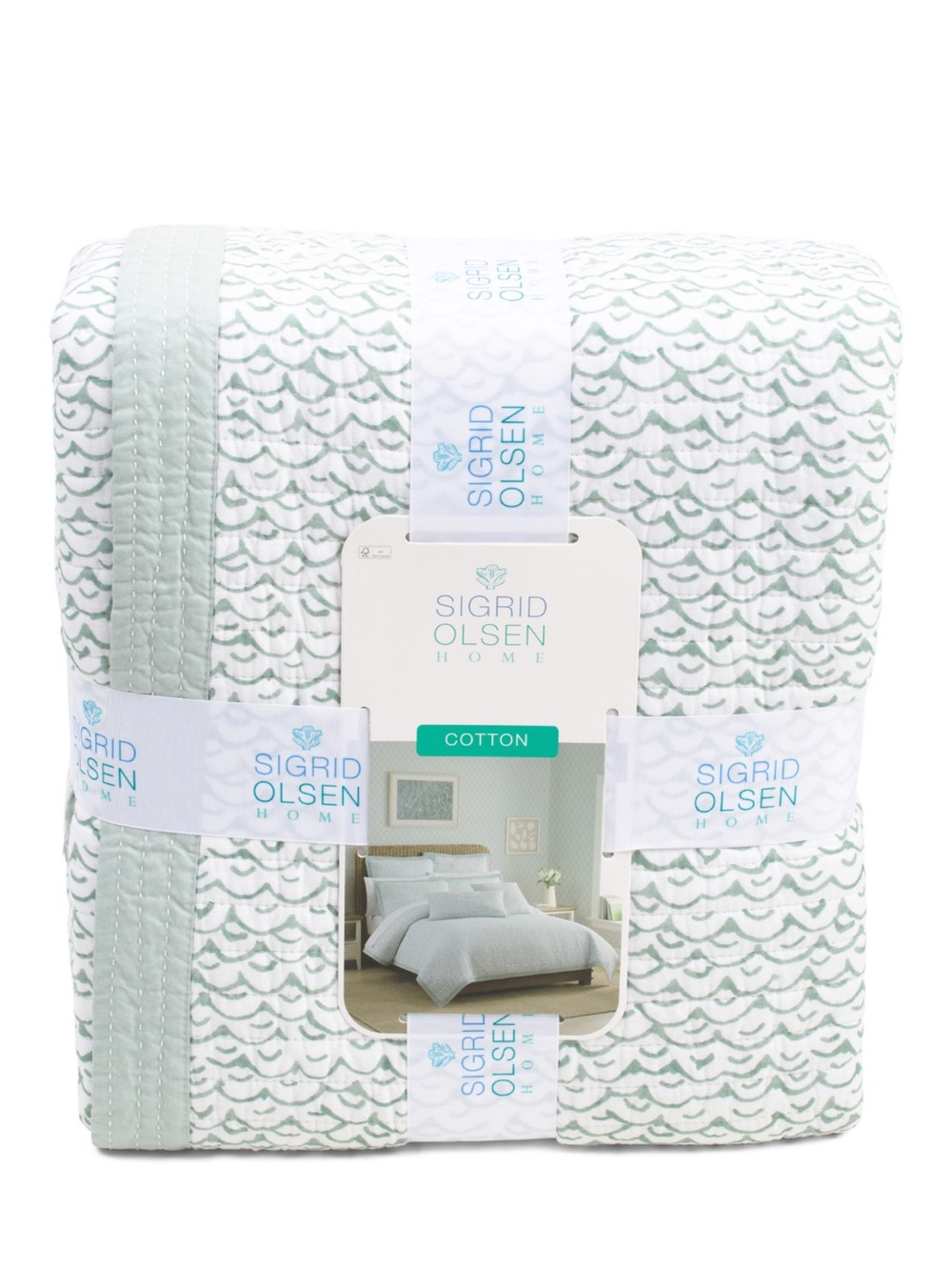 Sigrid Olsen Mint and White Cotton Comforter